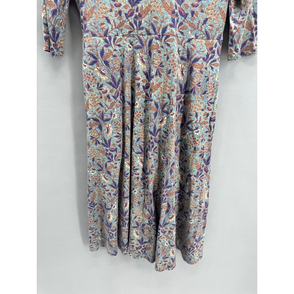 Peruvian Connection Tuscan Floral Dress Bluestone Maxi Small Boho Cottagecore - Picture 4 of 12
